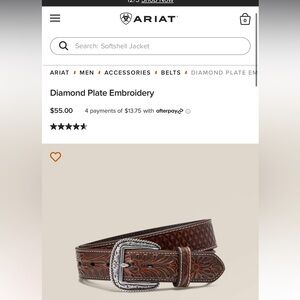 Mens Ariat Leather Belt